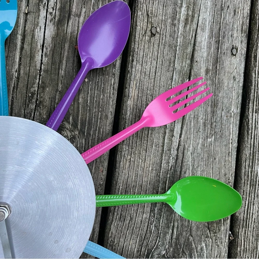 Abstract Fork Spoon Colorful Kitchy Cutlery Wall Clock - Non-Working For Display